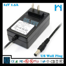 dc24v 1.5a wall plug in led strip adapter 36W CE SAA GS UL CUL